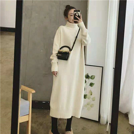 Robe en tricot pour femmes avec col montant et détails côtelés Chic & Stil