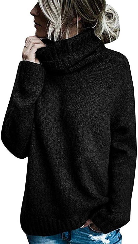 Casual sweater for women with high collar and textured surface Lune London