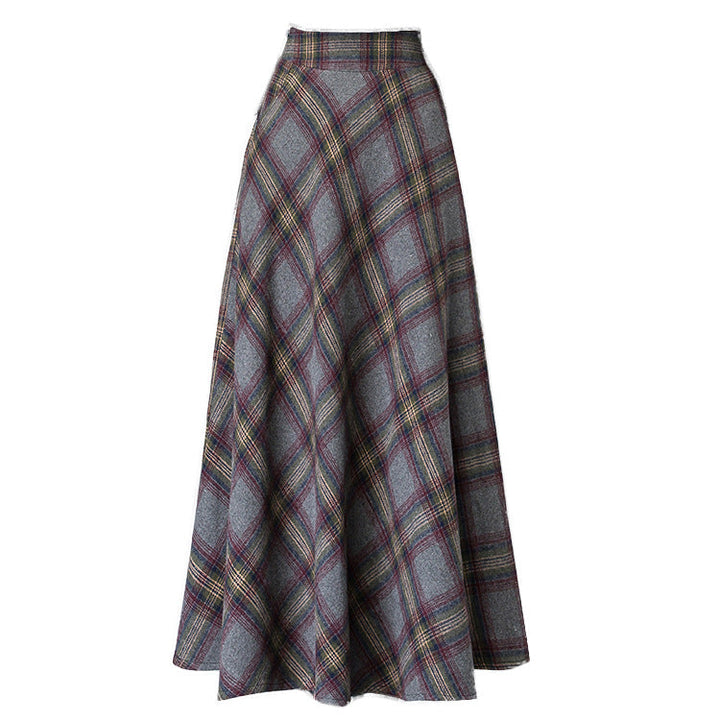 Ladies Elegant Checkered Skirt Made Of High-Quality Wool Blend with High Waist Chic Und Stil