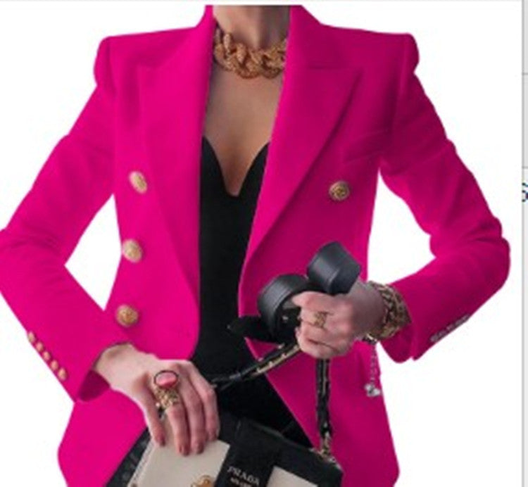Chic blazer and elegant style for women with double-breasted buttons