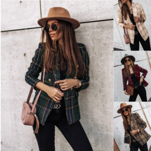 Elegant checked blazer jacket for women Amarae