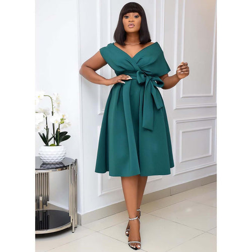 Wrap dress for ladies with an elegant belt and a refined line Amarae