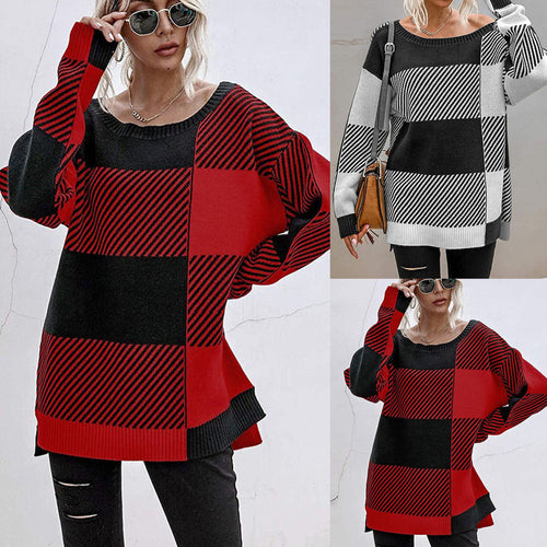 Casual oversized pullover for women with modern block stripes Amarae