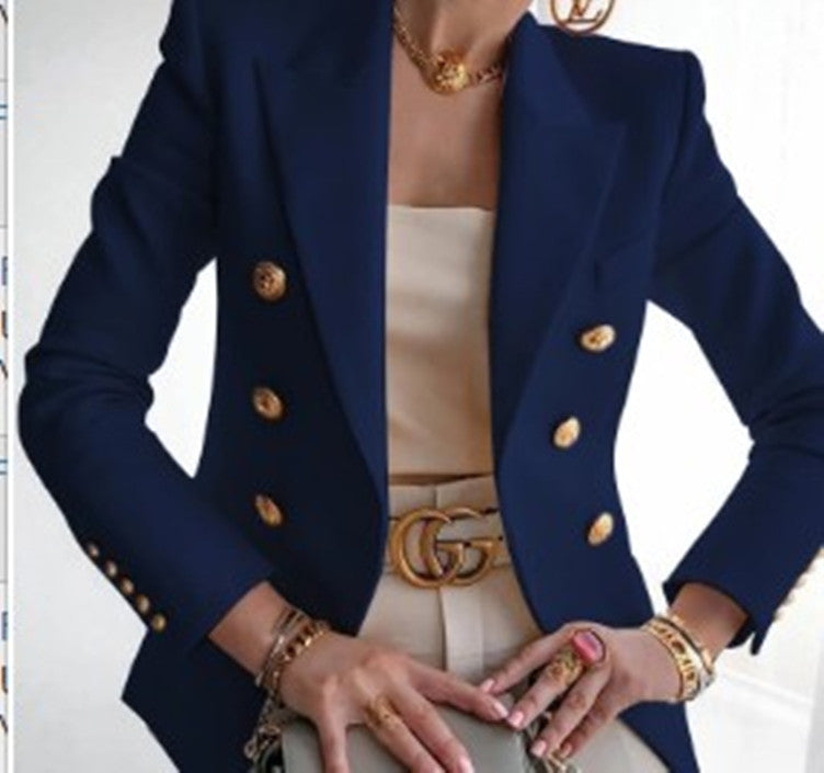 Chic blazer and elegant style for women with double-breasted buttons
