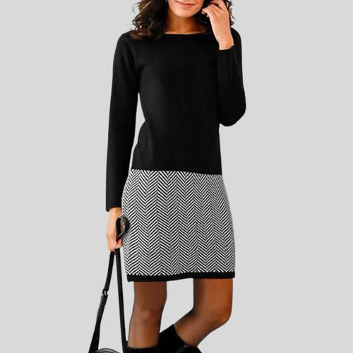 Amarae | Chic dress with houndstooth hem
