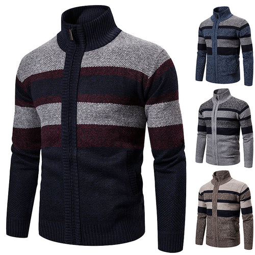 Men's knit jacket with modern high collar Amarae
