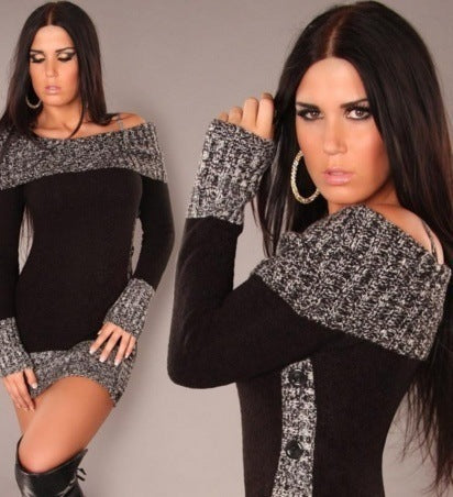 Knitted strapless dress for women with button details Lune London