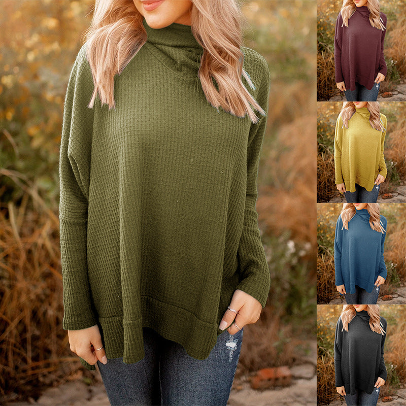 Pull décontracté pour femmes avec col montant et tissu texturé Chic & Stil
