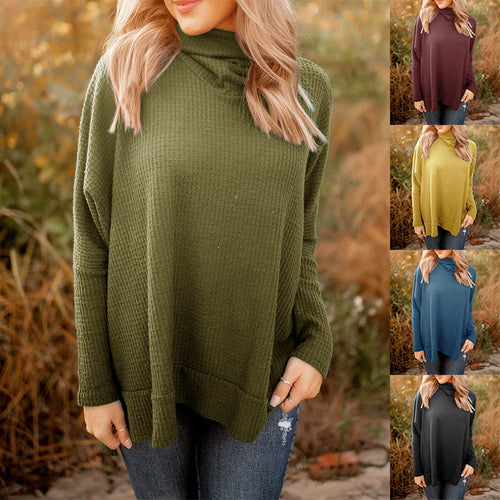 Pull décontracté pour femmes avec col montant et tissu texturé Chic & Stil