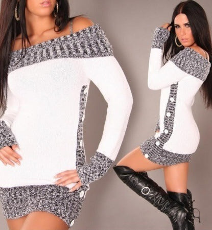 Knitted strapless dress for women with button details Lune London