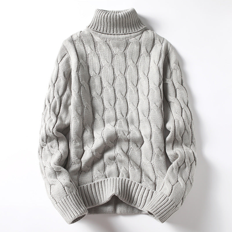 Men's knitted sweater with turtleneck and cable pattern Lune London