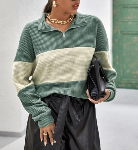 Sweat femme avec fermeture éclair et rayures en bloc Chic & Stil