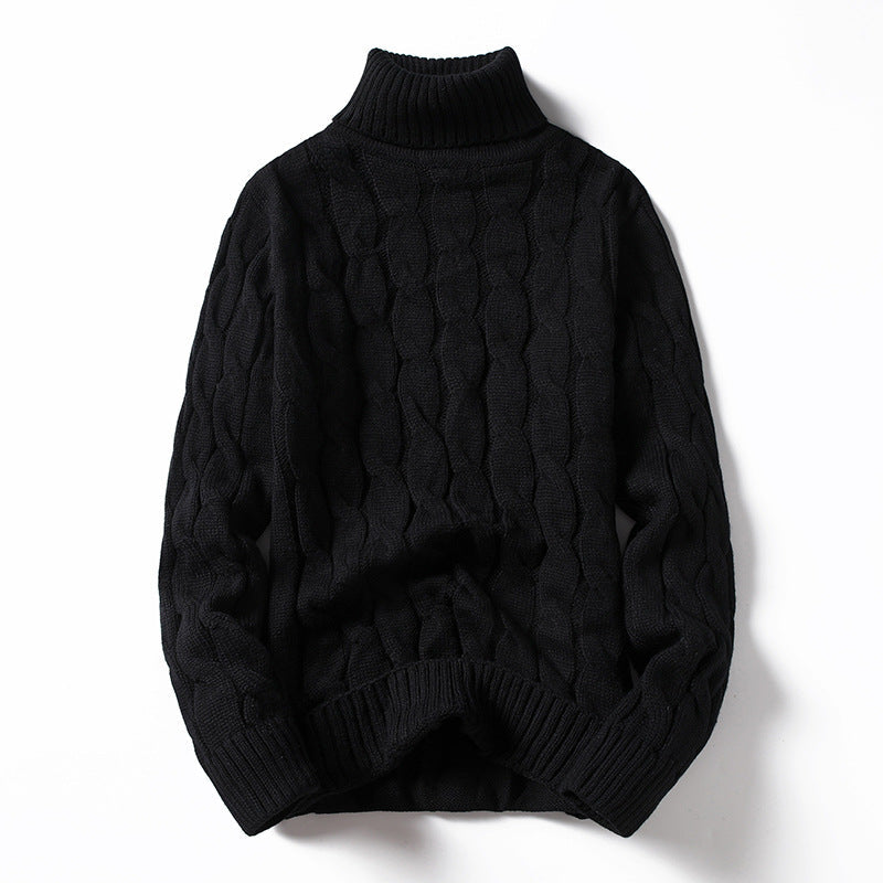Men's Knit Sweater with Turtleneck and Cable Pattern Lune London