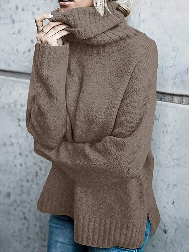Casual sweater for women with high collar and textured surface Lune London