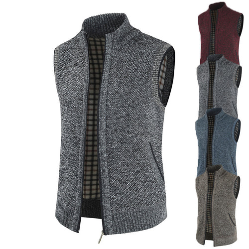 Men's elegant knitted vest with high collar and full zip Amarae