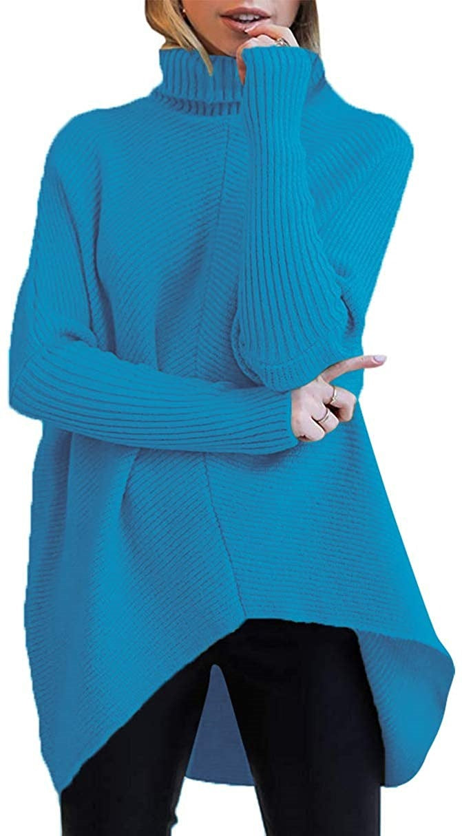 Oversized knit sweater for women with a high collar and structured design Lune London