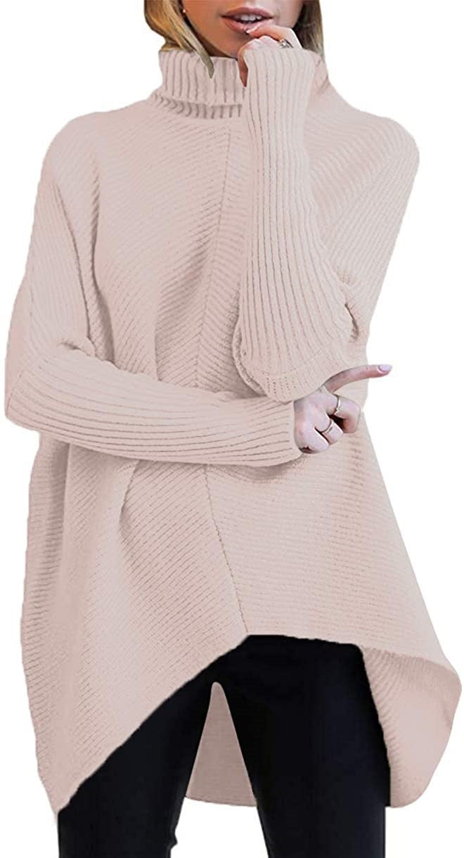 Oversized knit sweater for women with a high collar and structured design Lune London