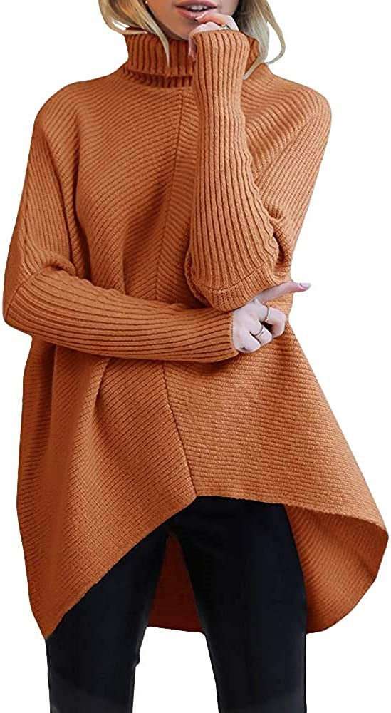 Oversized knit sweater for women with a high collar and structured design Lune London