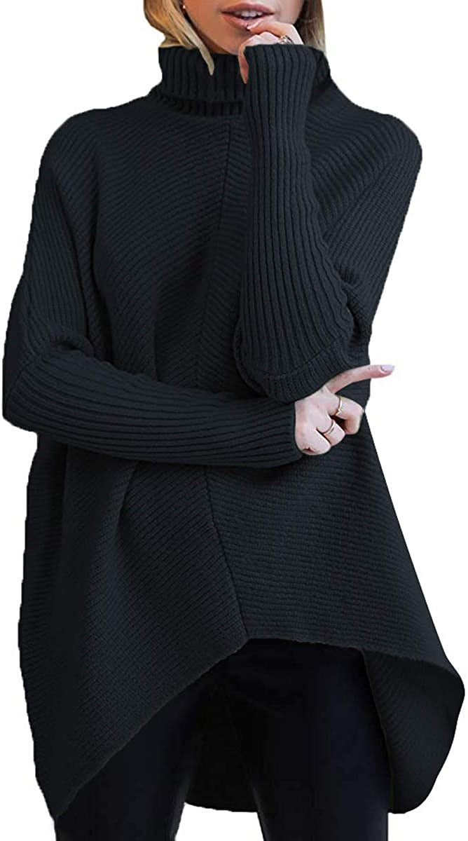 Oversized knit sweater for women with a high collar and structured design Lune London