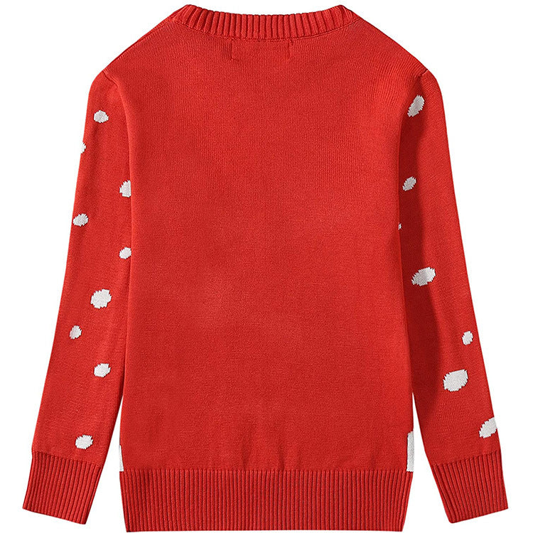 Christmas knit sweater for women with playful reindeer pattern and modern colors Lune London