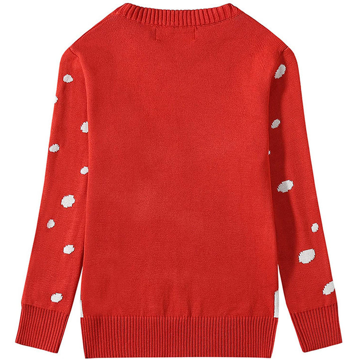 Christmas knit sweater for women with playful reindeer pattern and modern colors Lune London