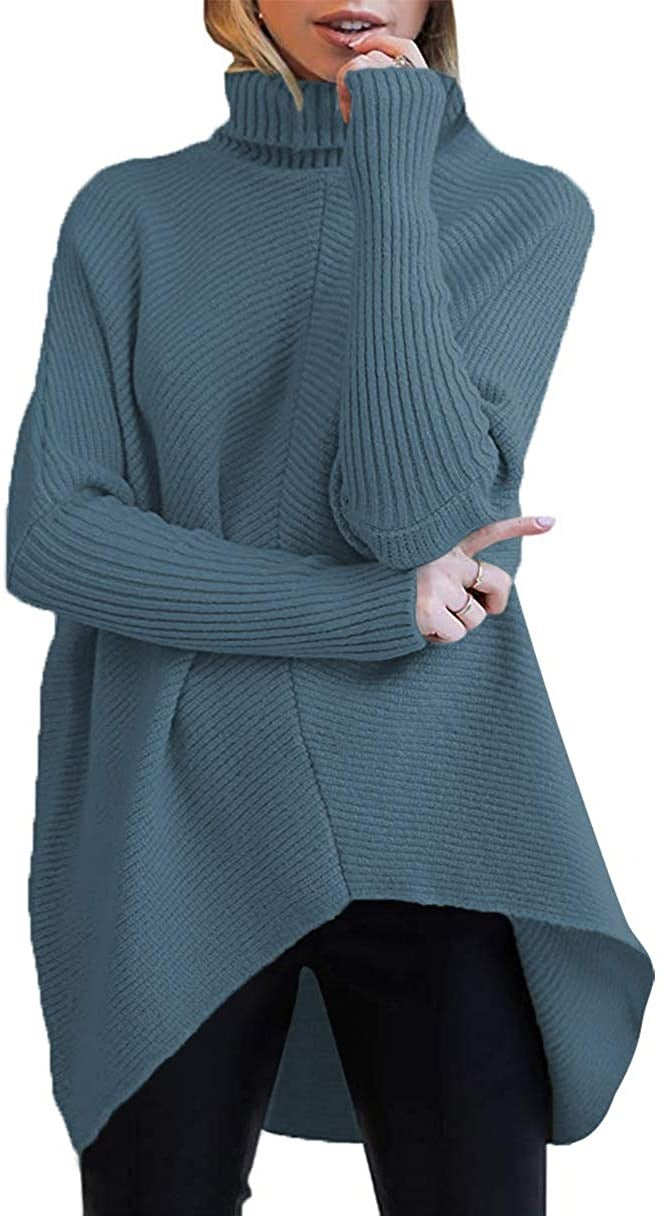 Oversized knit sweater for women with a high collar and structured design Lune London