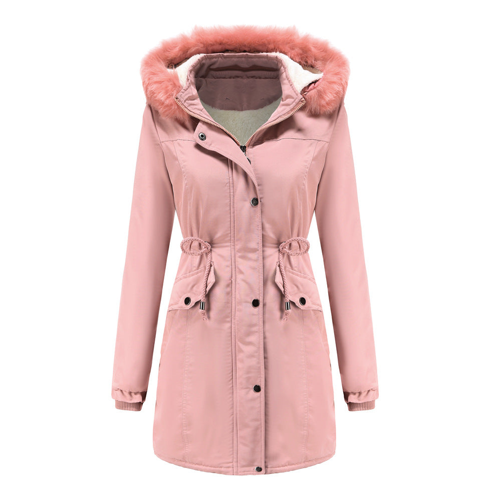 Fashionable functional jacket for women with removable hood and cozy faux fur Lune London