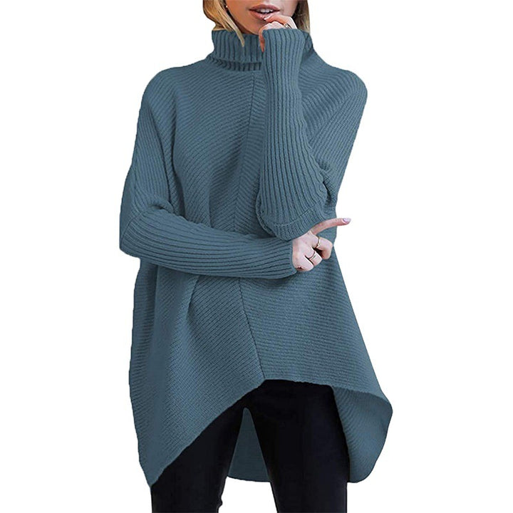 Oversized knit sweater for women with a high collar and structured design Lune London