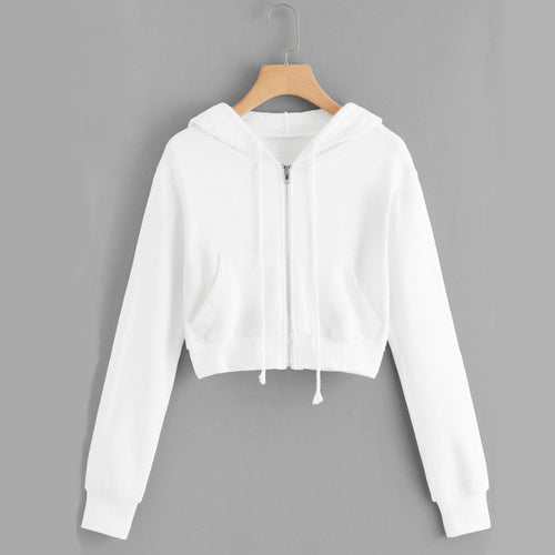 Women's Short Zipper Hoodie with Kangaroo Pocket Chic & Stil