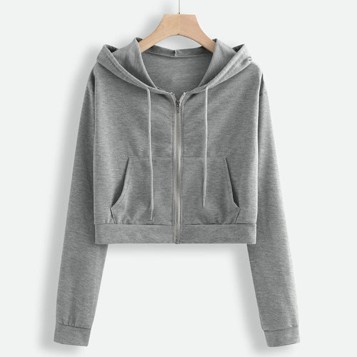 Women's Short Sleeve Hoodie with Zipper and Kangaroo Pocket Chic & Stil