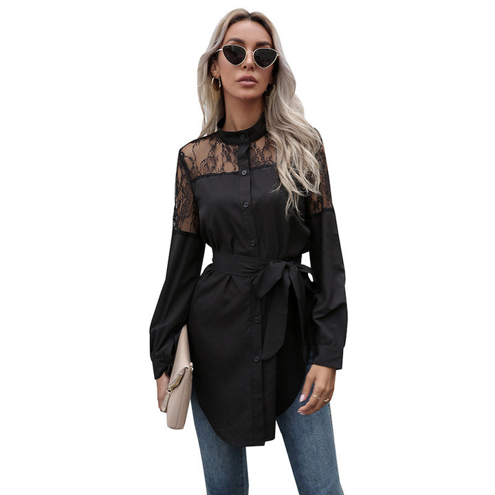 Shirt dress women with lace shoulders Lune London