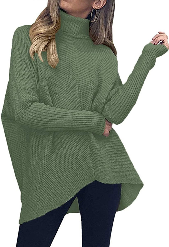 Oversized knit sweater for women with a high collar and structured design Lune London