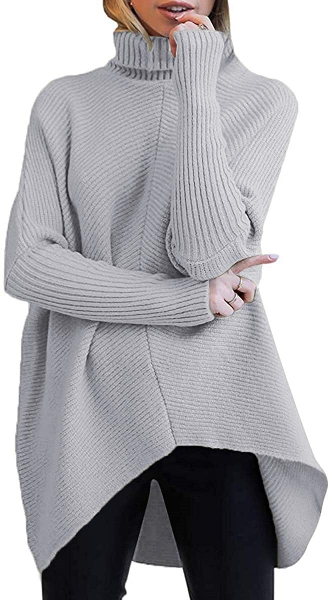Oversized knit sweater for women with a high collar and structured design Lune London