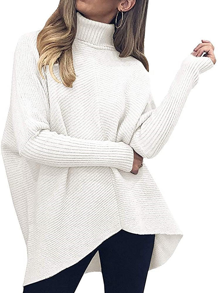 Oversized knit sweater for women with a high collar and structured design Lune London