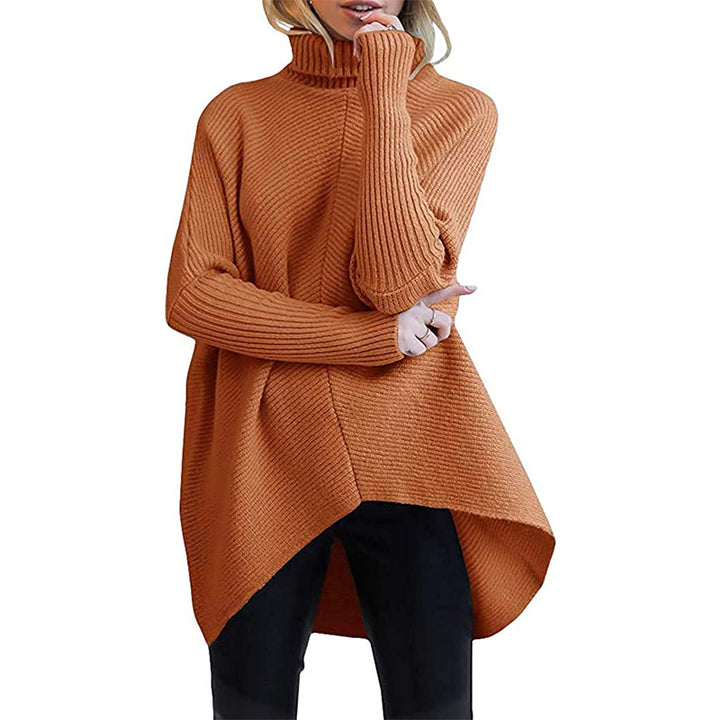 Oversized knit sweater for women with a high collar and structured design Lune London