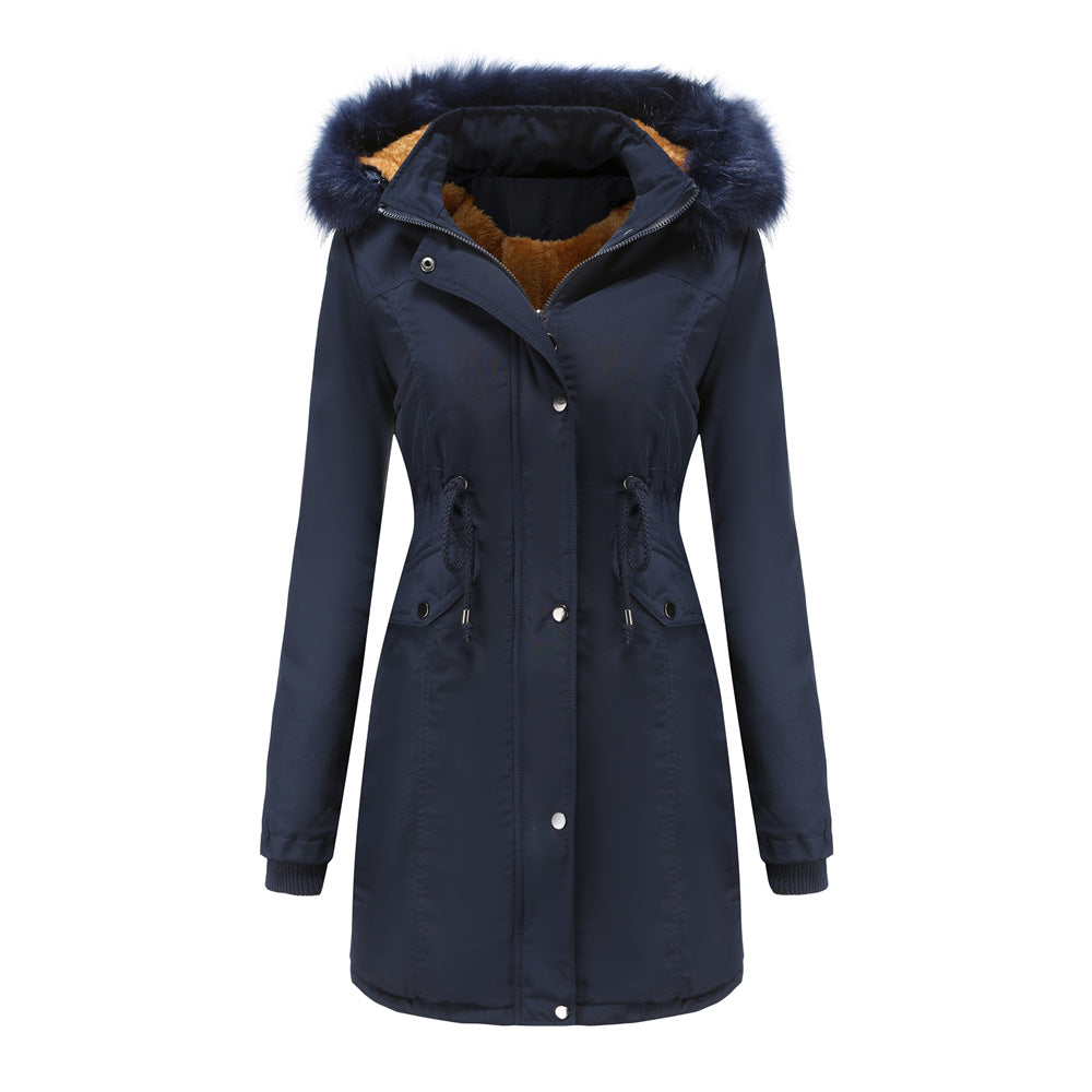 Fashionable functional jacket for women with removable hood and cozy faux fur Lune London