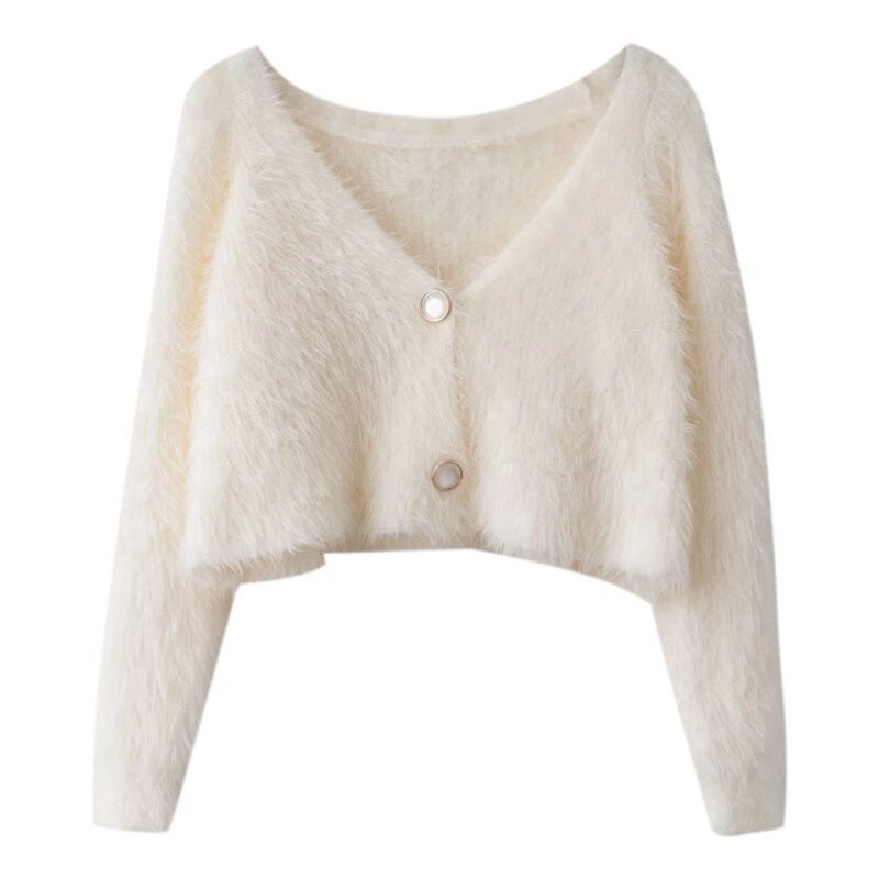 Cardigan en tricot moelleux pour femmes avec design bouton Chic & Stil