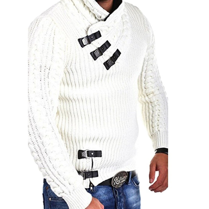 Men's knitted sweater with innovative shawl collar and exclusive button details Lune London