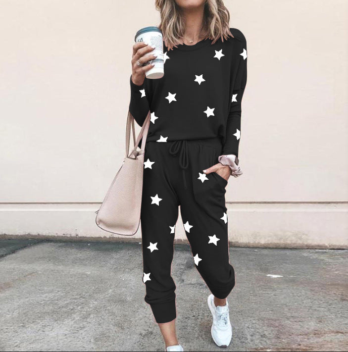 Women's jogging set with star print and elastic waistband Lune London