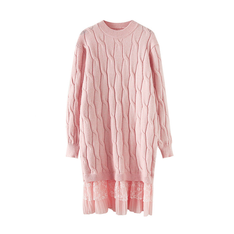 Robe tricotée pour femmes avec jupe transparente et design en tresse Chic & Stil