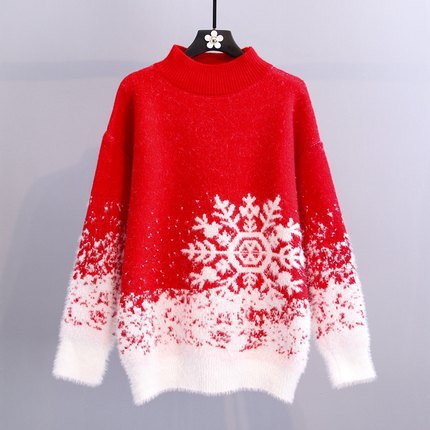 Lune London Women's Winter Sweater with Snowflake Patterns