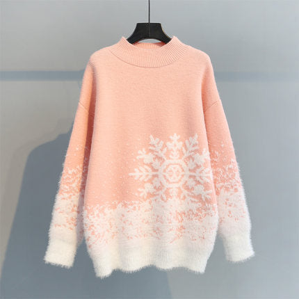 Lune London Women's Winter Sweater with Snowflake Patterns