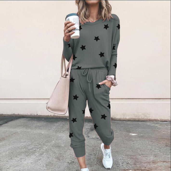 Women's jogging set with star print and elastic waistband Lune London