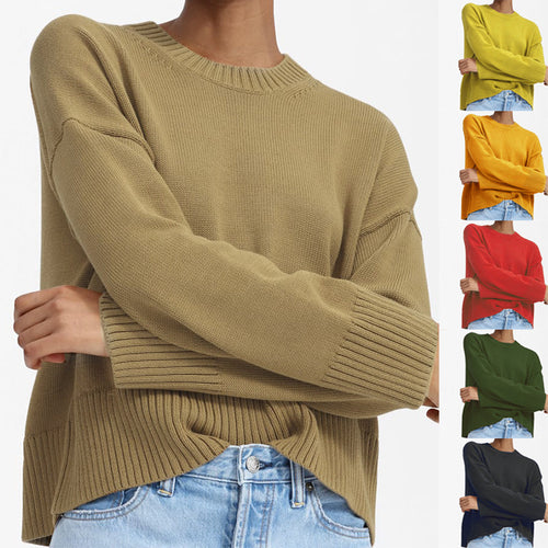 Ladies Thick Knit Sweater with Loose Fit and Casual Chic Design