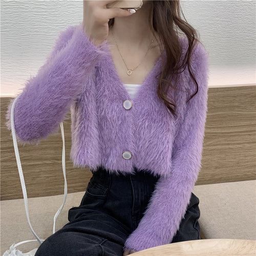 Cardigan en tricot moelleux pour femmes avec design bouton Chic & Stil