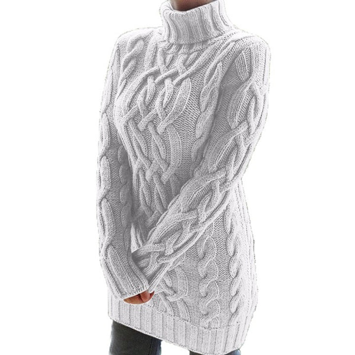 Knitted sweater for women with turtleneck and Lune London structured pattern