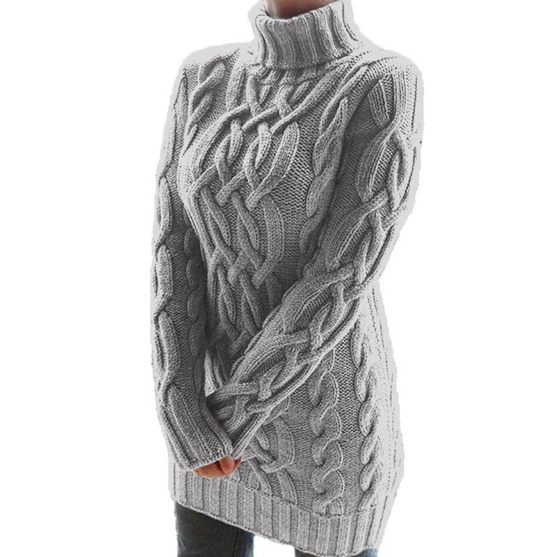 Knitted sweater for women with turtleneck and Lune London structured pattern