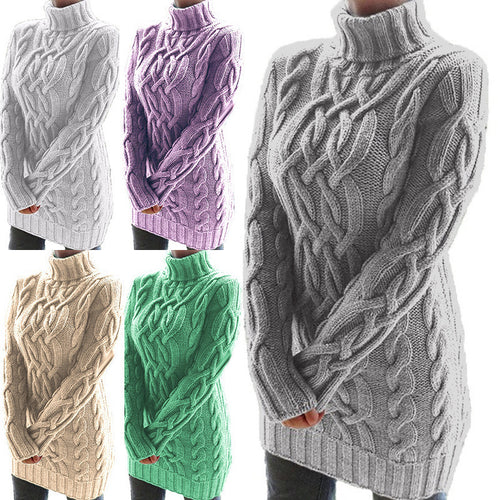 Knitted sweater for women with turtleneck and Amarae structured pattern