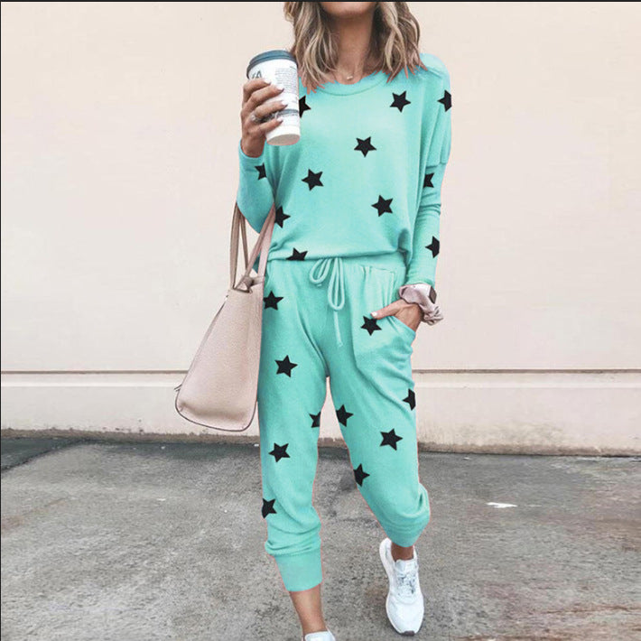 Women's jogging set with star print and elastic waistband Lune London