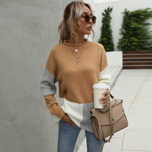 Pull décontracté pour femmes avec des éléments de bloc de couleur à la mode Chic & Stil
